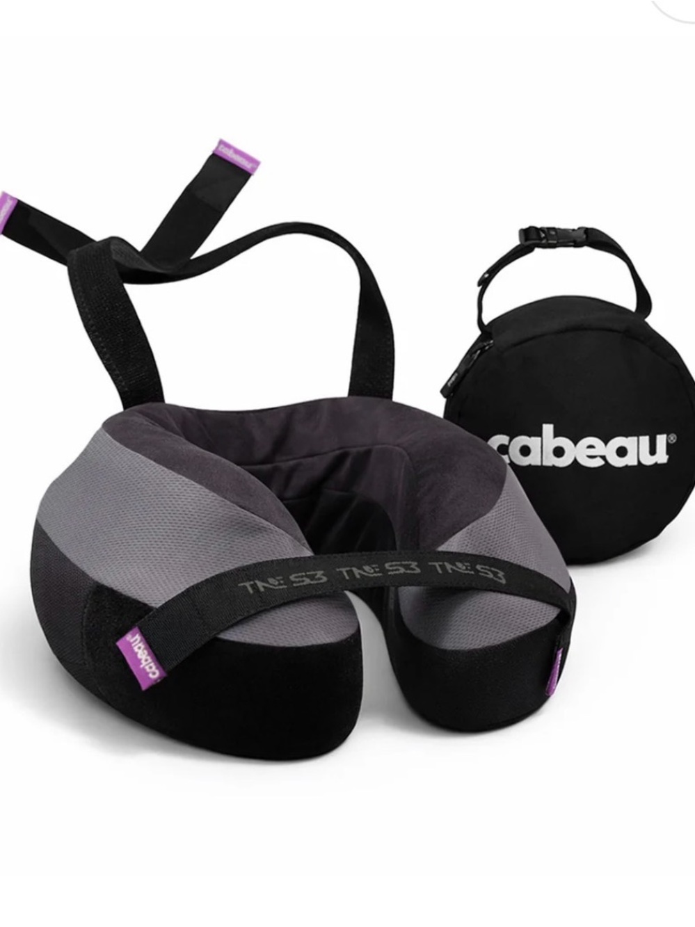 Cabeau Gray Travel Neck Pillow with Carry Case